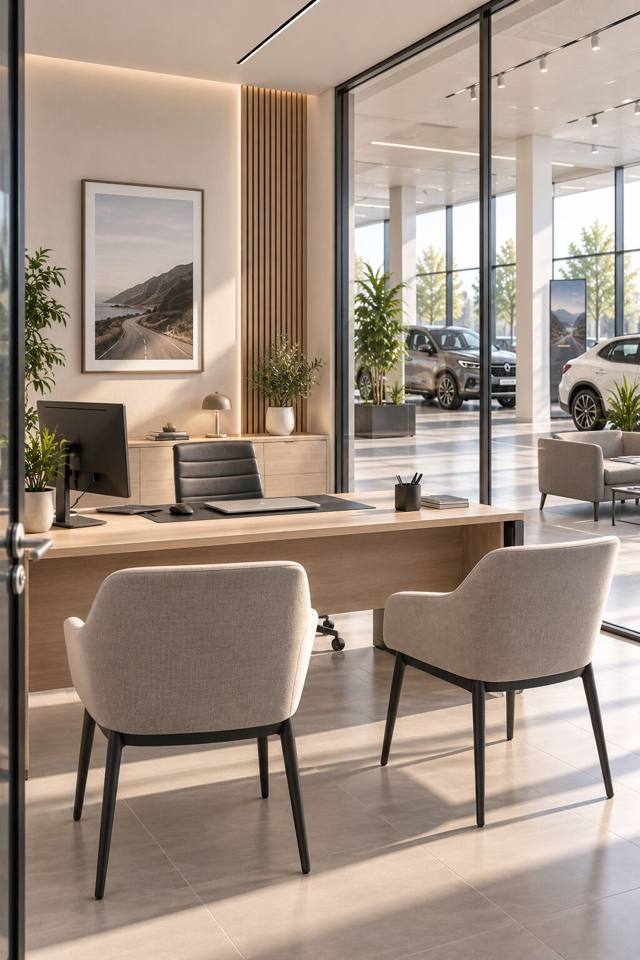 Bureau de vente dans un showroom lumineux